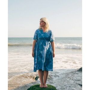 Soft Haus Maeve Belted Dress size large cotton indigo